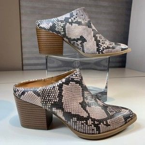 Dolcetta Mule Boots Women's 6 M 'Rory' Snake animal print slide on heeled bootie
